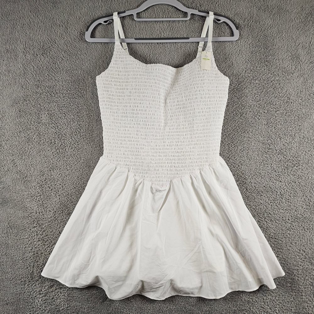 OFFLINE by Aerie White Smocked Tennis Dress with Built-in Shorts NEW Size M